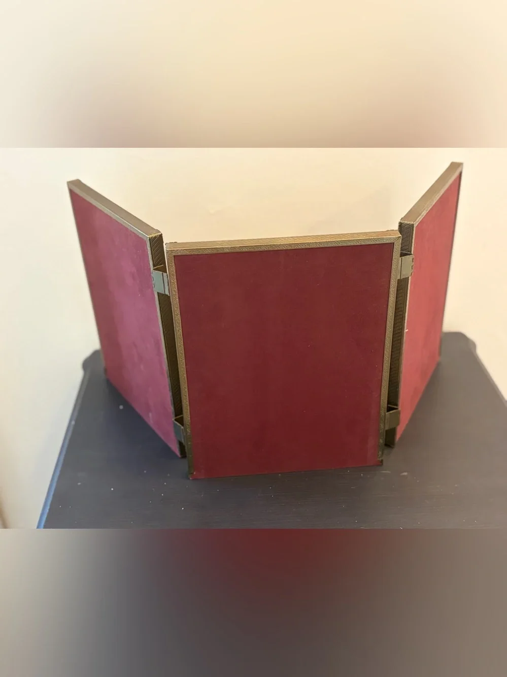 Antique or Vintage Brass Triple Hinged Photo Frame -